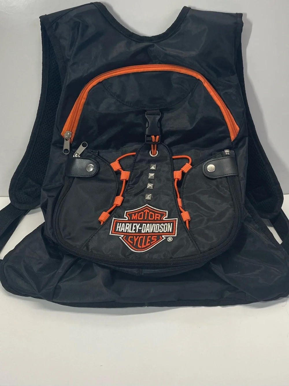 Harley Davidson Bar & Shield Patch Logo Studded backpack padded back